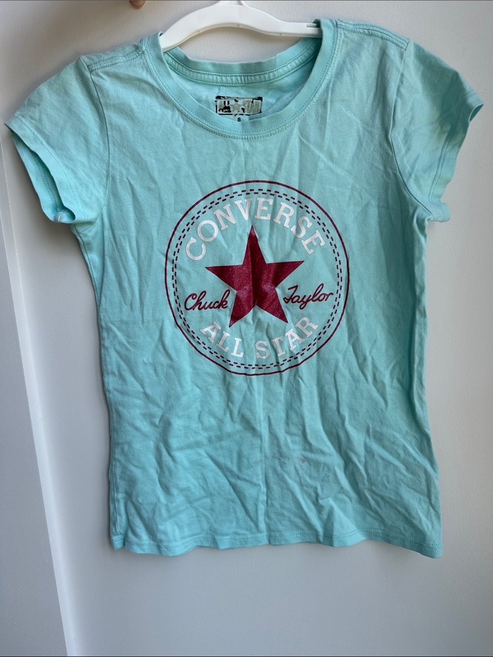 Converse Tee in Mint with Burgundy Star Logo